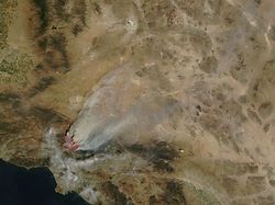 米カリフォルニア州南部で発生した山火事の画像