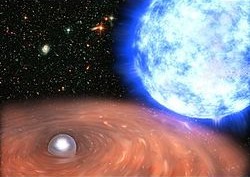 （大質量の白色矮星（RXJ0648）と恒星HD 49798の想像図）