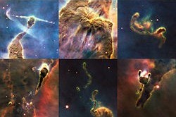 （ηカリーナ星雲に見られるガスの複雑な構造の拡大画像）