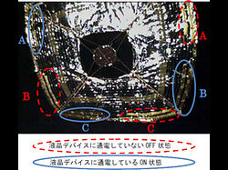 （「イカロス」のカメラ（DCAM1）の画像から確認された液晶デバイスの通電のようす）