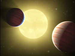 （発見された惑星Kepler-9 bとKepler-9 c、および恒星の想像図）