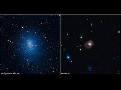 （（左）銀河団 Abell 644（右）銀河 SDSS J1021+131の画像）