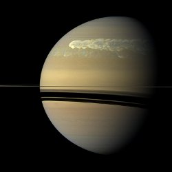 2011年2月25日に撮影された土星の嵐の様子