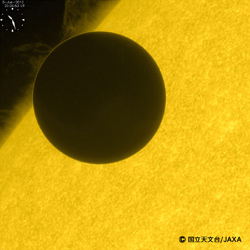 「ひので」が撮影した金星の太陽面通過