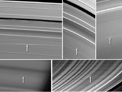 土星の環に突入した流星体の破片でできた雲の痕