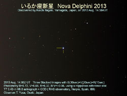 新星の3色測光観測画像
