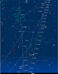 明け方の空で、おとめ座を背景にした11月中のアイソン彗星のうごき