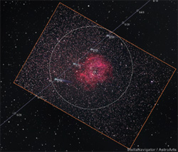 ウカイムデン彗星とバラ星雲が接近