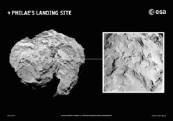 彗星の全体像と、着陸予定地となったJ地点