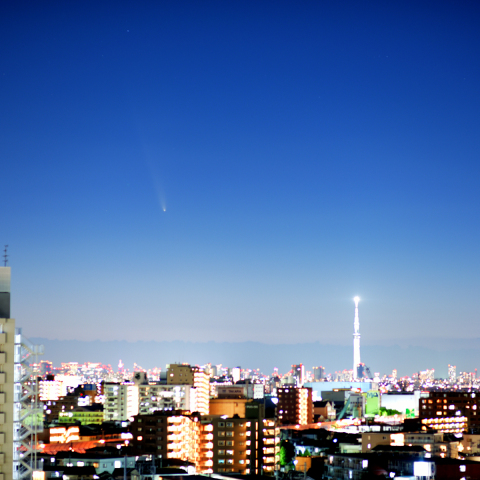 紫金山・アトラス彗星とスカイツリー