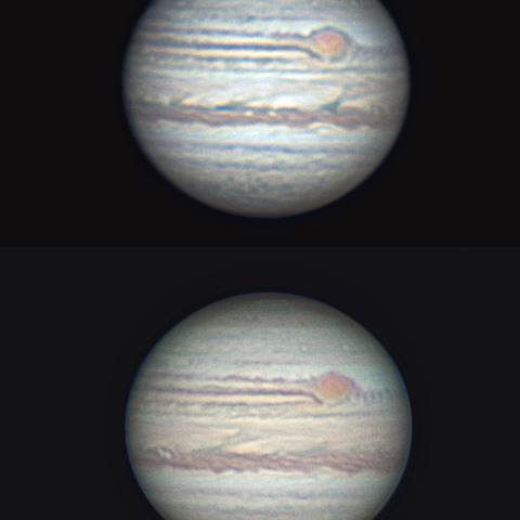 木星表面1週間の変化