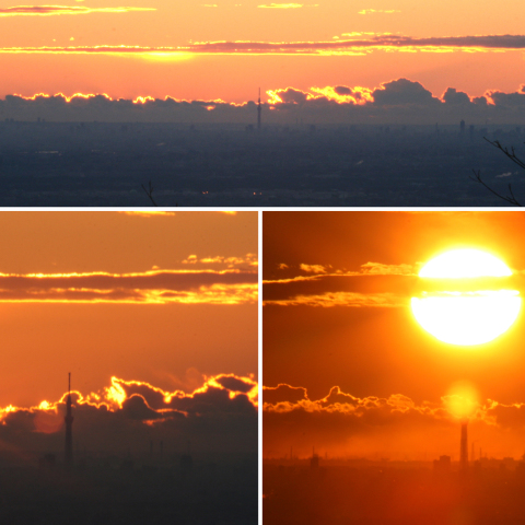 冬至の日の出とスカイツリー