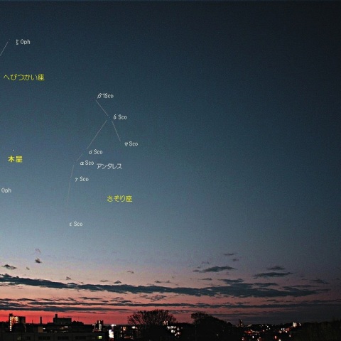 金星と木星とさそり座(2019.1.24)