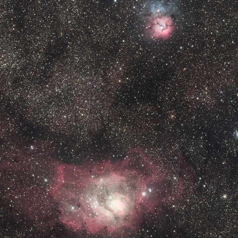 M20 三裂星雲とM8 干潟星雲