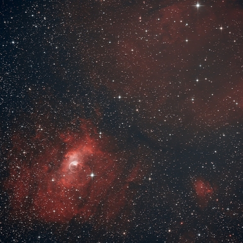 NGC7635バブル星雲、M52散開星団、NGC7538散光星雲