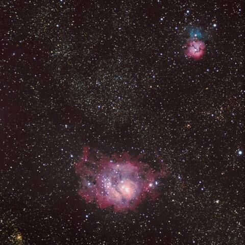 M8干潟星雲とM20三裂星雲