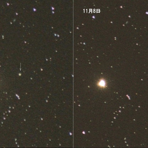 29P(Schwassmann-Wachmann 1)の２日間の移動