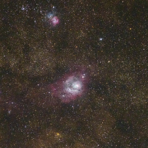 干潟星雲、三裂星雲広域