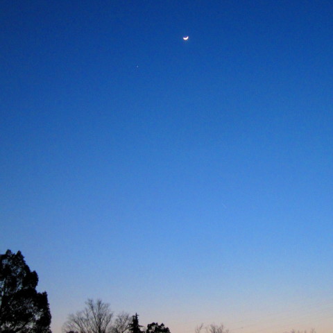夕焼けの木星と三日月