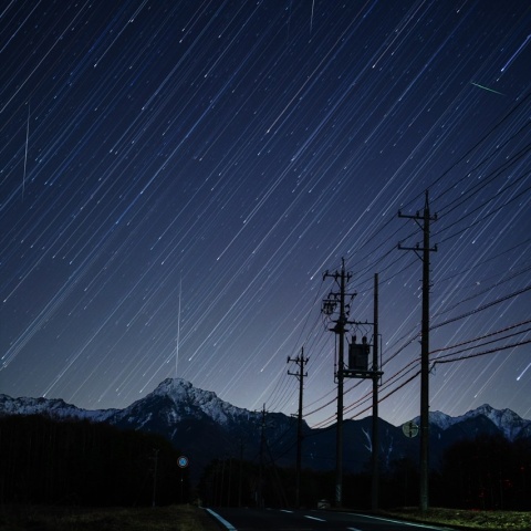 ふたご座流星群と阿弥陀岳