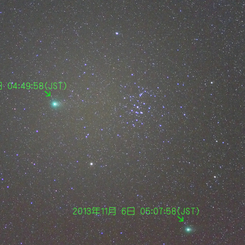 プレセペ星団(M44)を行くラヴジョイ彗星(C/2013 R1)
