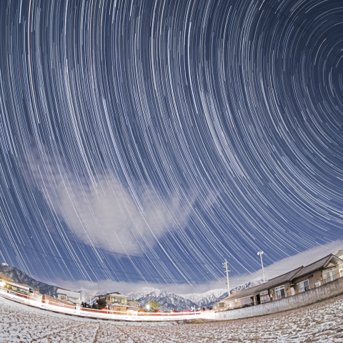 冬の星座～日周運動星の軌跡