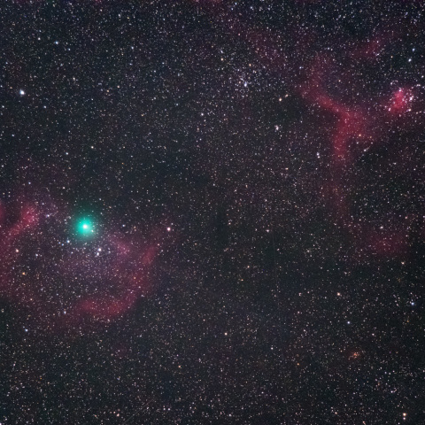 7月20日のジャック彗星(C/2014 E2)とハート星雲・胎児星雲