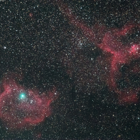 ジャック彗星(C/2014 E2)と胎児星雲＆ハート星雲