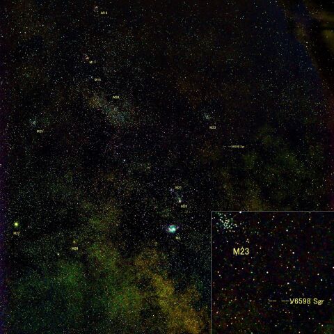 いて座付近の天の川と新星V6598Sgr