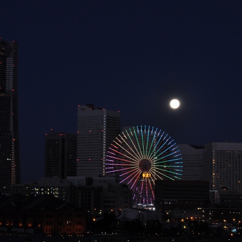 元旦の月（観覧車とのコラボ）