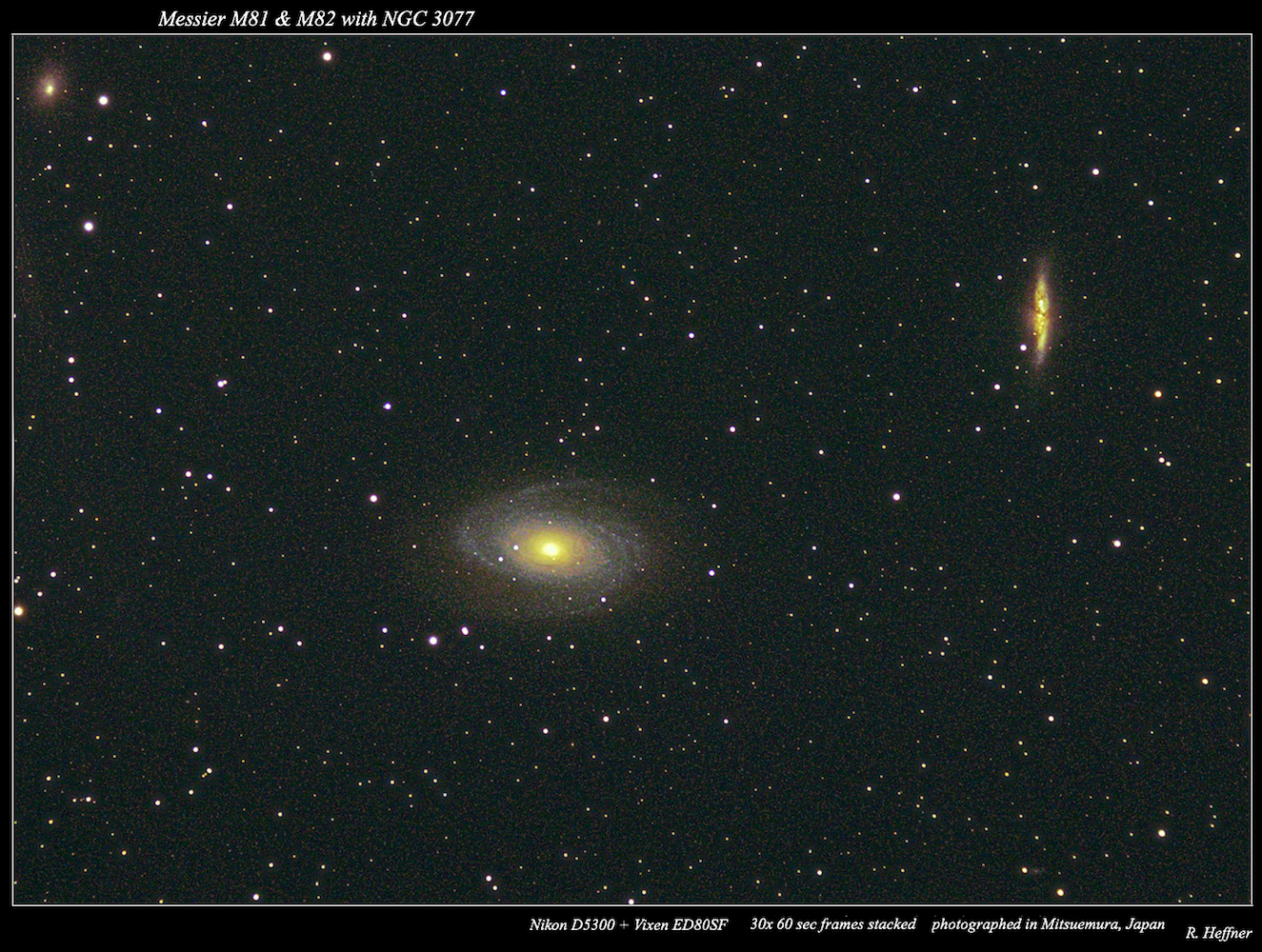 47316: M81 + M82, NGC 3077 by R. Heffner - 天体写真ギャラリー
