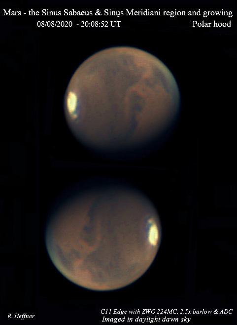 8月8日utの火星 By R Heffner 天体写真ギャラリー