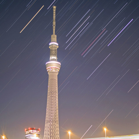 東京天空樹星景〜昇る冬の王者オリオン（2014年ver.）
