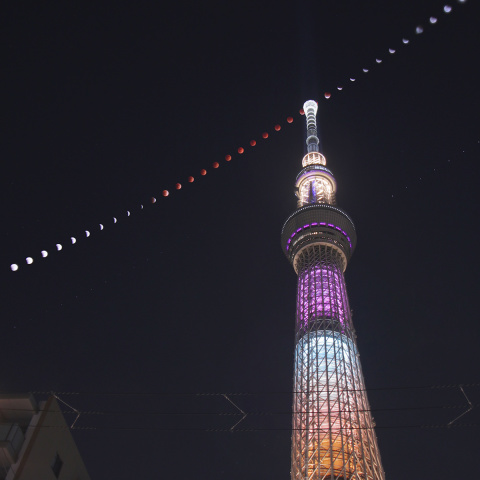 東京天空樹星景 天望～皆既月食全経過