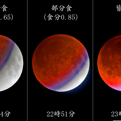 月に写し出された地球の影の色