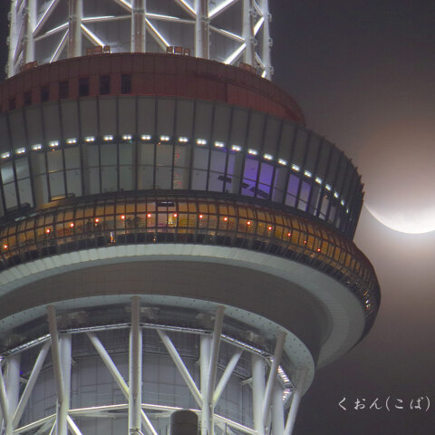 天望回廊越しの部分月食