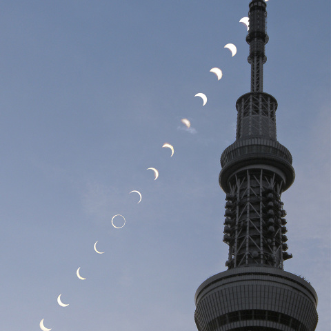 東京スカイツリー越しの金環日食