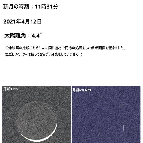 一日月(新月、月齢29.7)