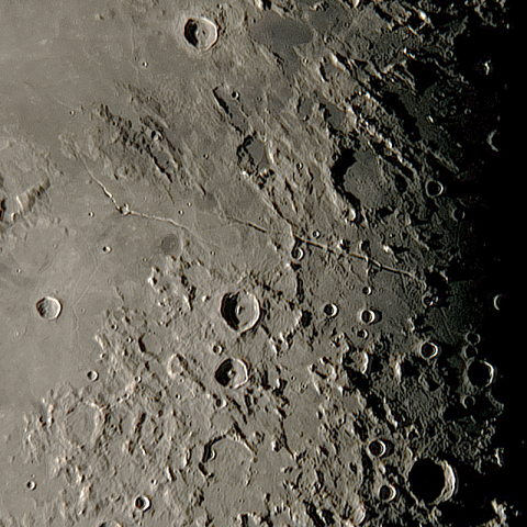 月面「アリアデウス谷～ヒギヌス谷～トリスネッカー谷」附近