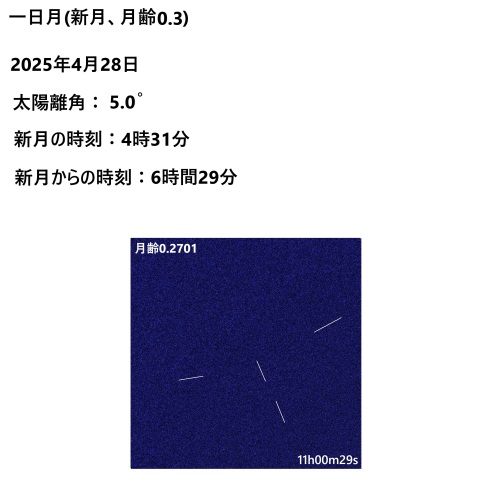 一日月(新月、月齢0.3)