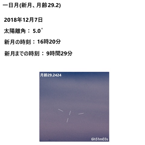 一日月(新月、月齢29.2)・再画像処理