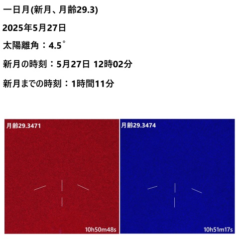 一日月(新月、月齢29.3)