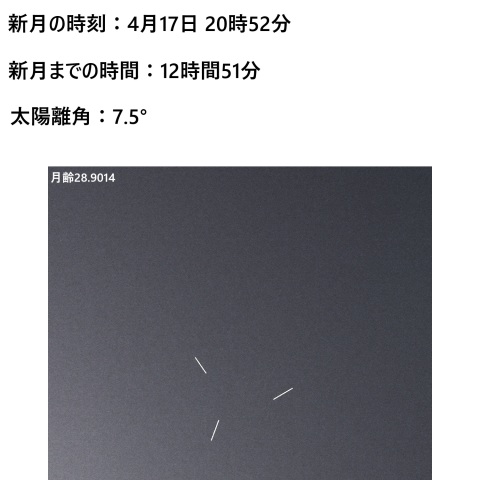 一日月(月齢28.9、新月)