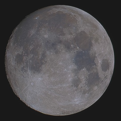 月の彩り(月齢12.98、彩度強調)