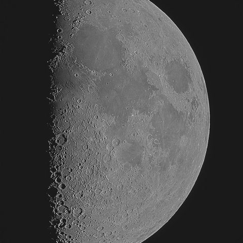 月面五態(上弦、月齢7.68)・再画像処理