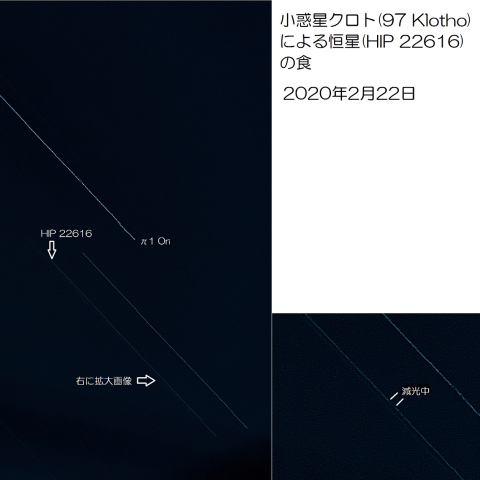 小惑星クロト(97 Klotho)による恒星(HIP22616)の食の予報時刻