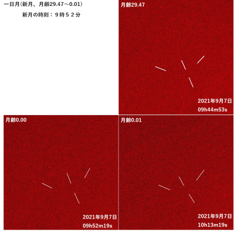 一日月(新月、月齢29.5～月齢0.0)