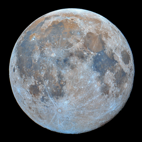 十六日月(満月、月齢15.2)・彩度強調