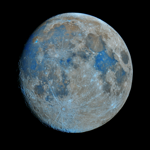 十四日月(月齢13.3)・彩度強調