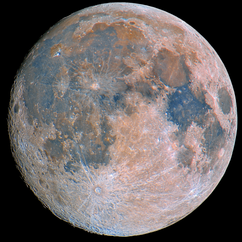 十五日月(月齢14.2)・彩度強調